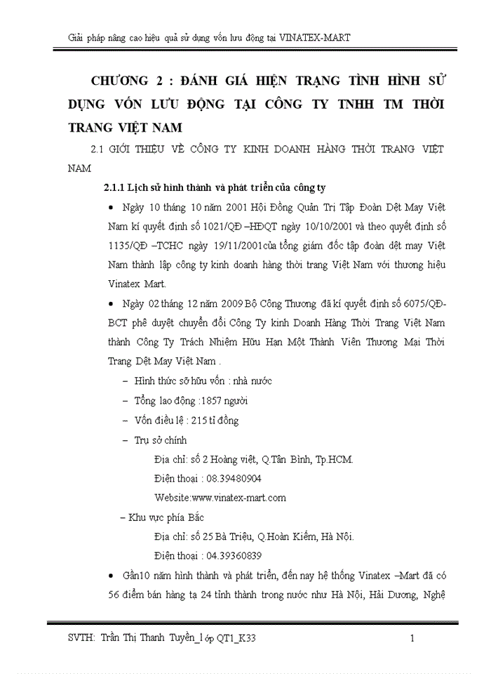 image for page Giải pháp nâng cao hiệu quả sử dụng vốn lưu động tại công ty TNHH một thành viên thương mại thời trang dệt may việt nam