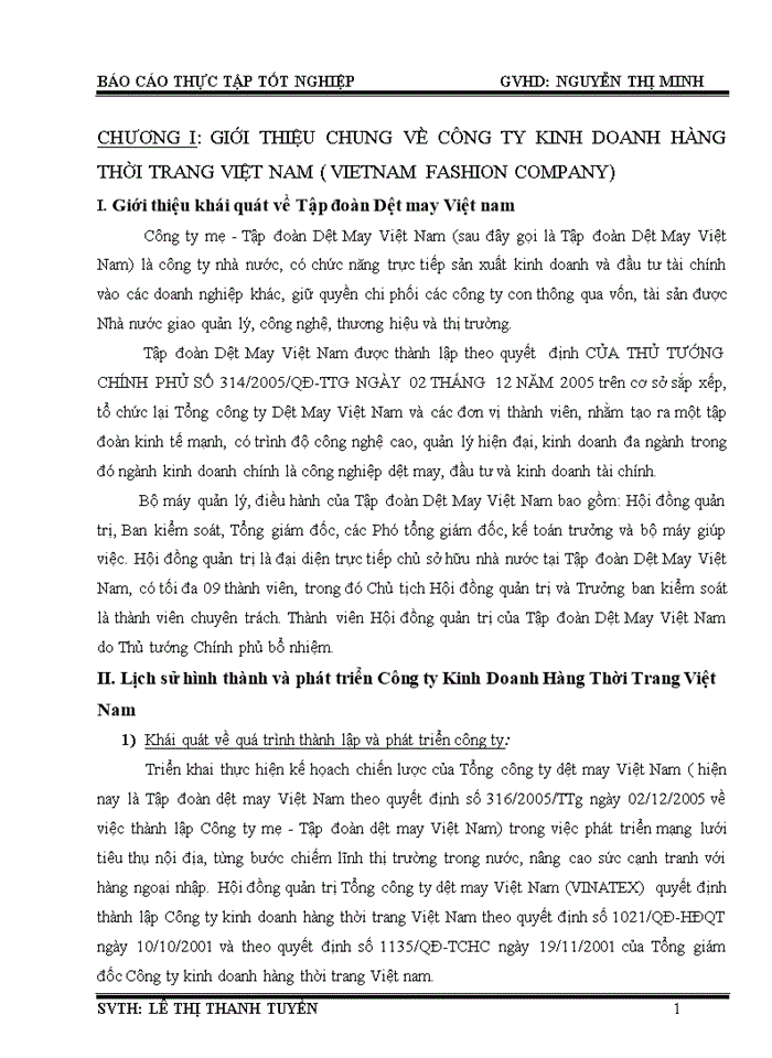 Phân tích hoạt động kinh doanh tại công ty kinh doanh hàng thời trang việt nam vinatex