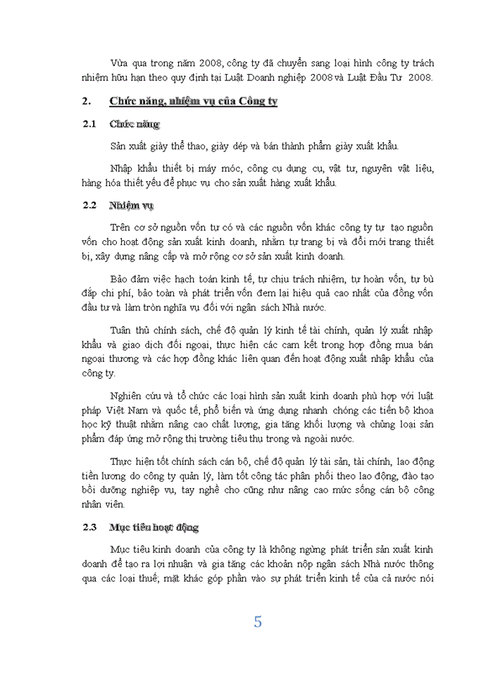 Thực trạng hoạt động xuất khẩu giày dép của công ty liên doanh tỷ hùng từ năm 2008 đến nay