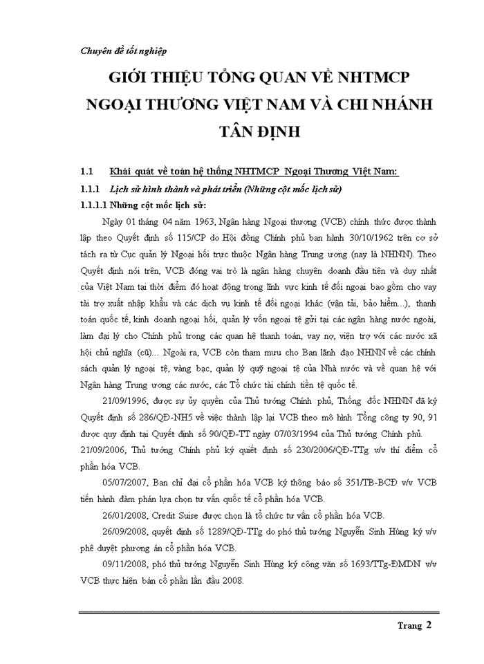 Đánh giá hoạt động tín dụng cá nhân tại NHTMCP Ngoại Thương chi nhánh Tân Định
