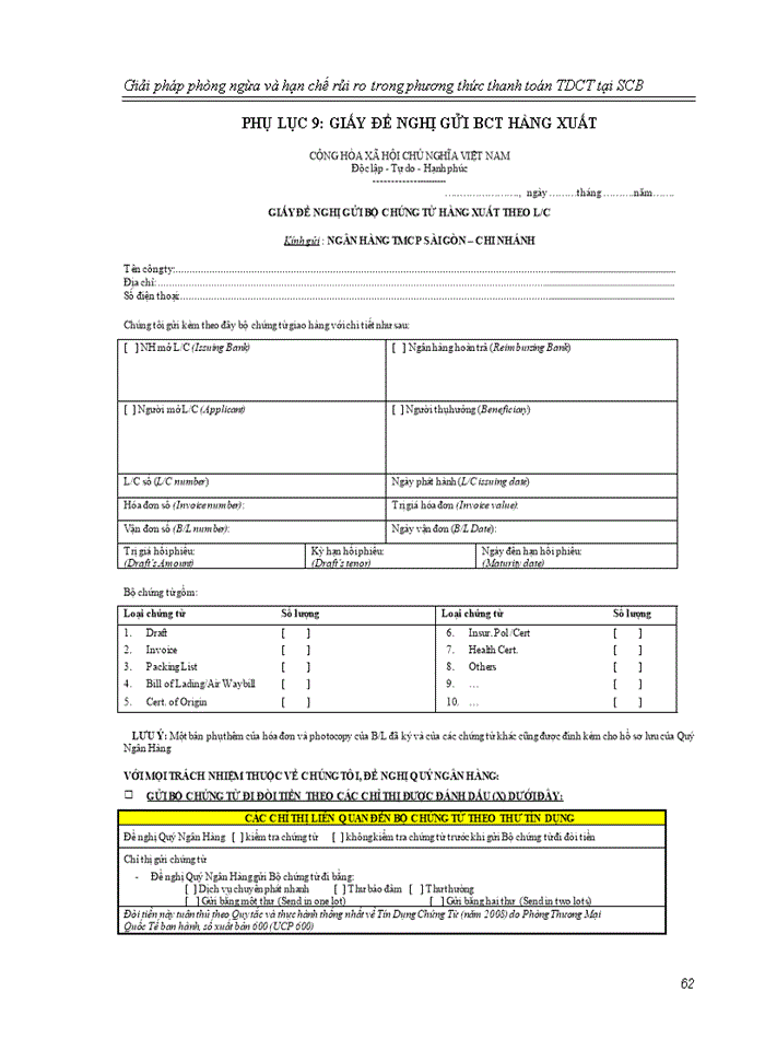image for page Giải pháp phòng ngừa và hạn chế rủi ro
trong phương thức thanh toán tín dụng chứng từ 
tại ngân hàng thương mại cổ phần sài gòn