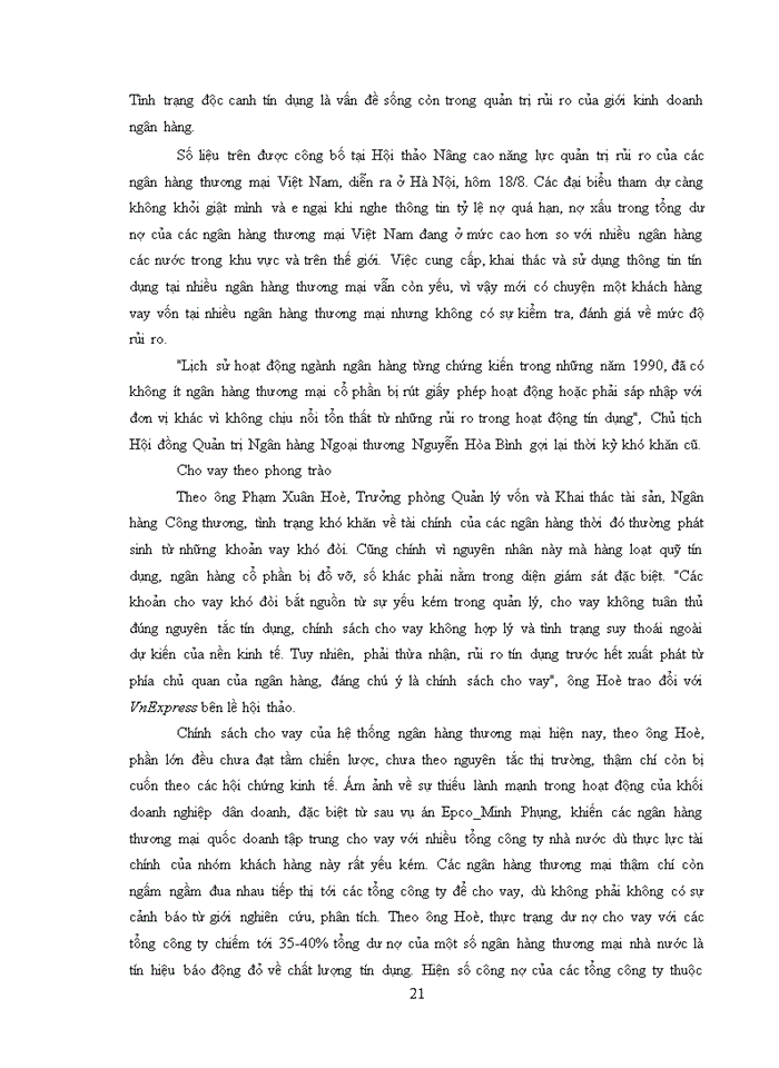 image for page Rủi ro tín dụng, giải pháp phòng ngừa_hạn chế rủi ro trong hoạt động tín dụng tại tại ngân hàng TMCP Ngoại Thương Việt Nam_Chi Nhánh BìnhTây