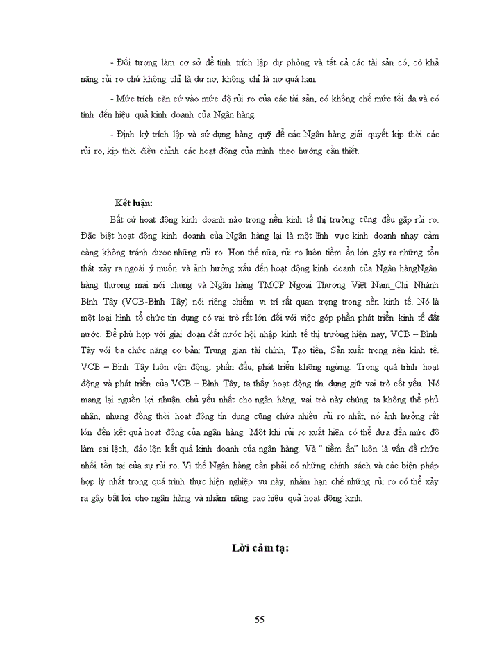 image for page Rủi ro tín dụng, giải pháp phòng ngừa_hạn chế rủi ro trong hoạt động tín dụng tại tại ngân hàng TMCP Ngoại Thương Việt Nam_Chi Nhánh BìnhTây