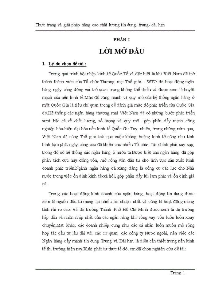 Thực trạng và giải pháp nâng cao chất lượng tín dụng Trung-Dài hạn