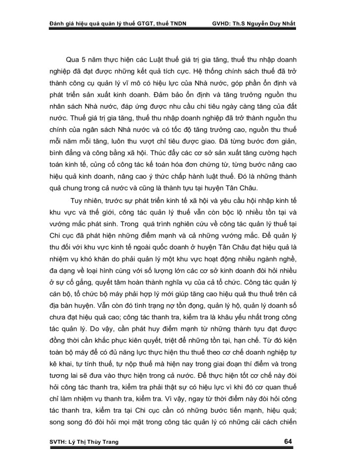 image for page Đánh giá hiệu quả quản lý thuế