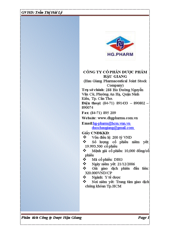 image for page Phân tích  Công ty cổ phần Dược Hậu Giang