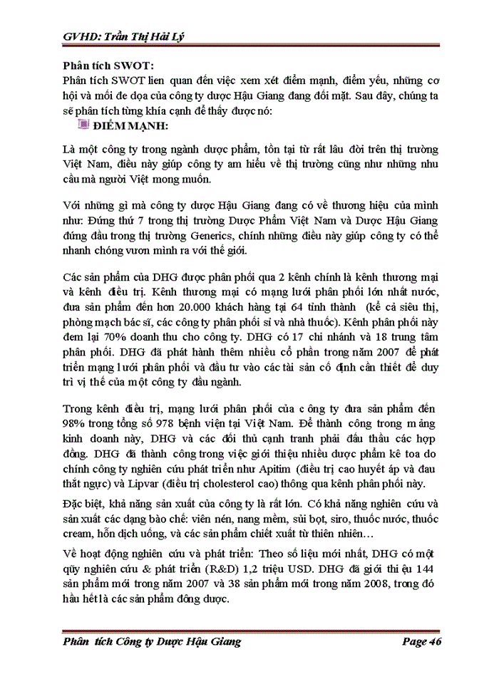 image for page Phân tích  Công ty cổ phần Dược Hậu Giang