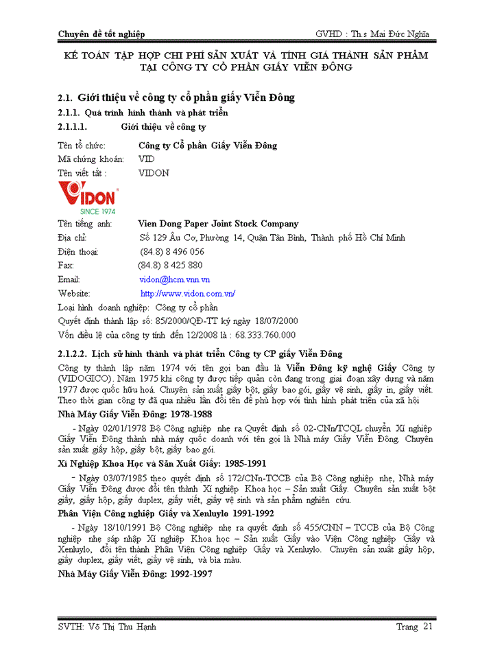 image for page Kế toán tập hợp chi phí sản xuất và tính giá thành 
sản phẩm tại công ty cổ phần giấy viễn đông