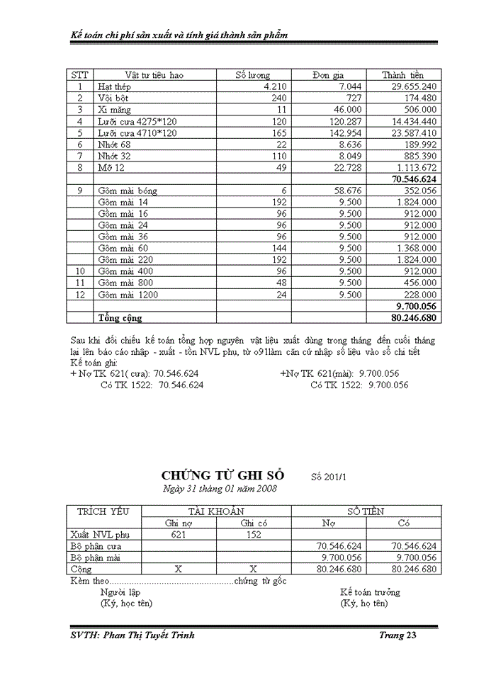 image for page Kế toán chi phí sản xuất và tính giá thành sản phẩm tại công ty TNHH SX – TM THIÊN THẠCH