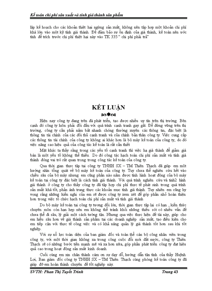 image for page Kế toán chi phí sản xuất và tính giá thành sản phẩm tại công ty TNHH SX – TM THIÊN THẠCH