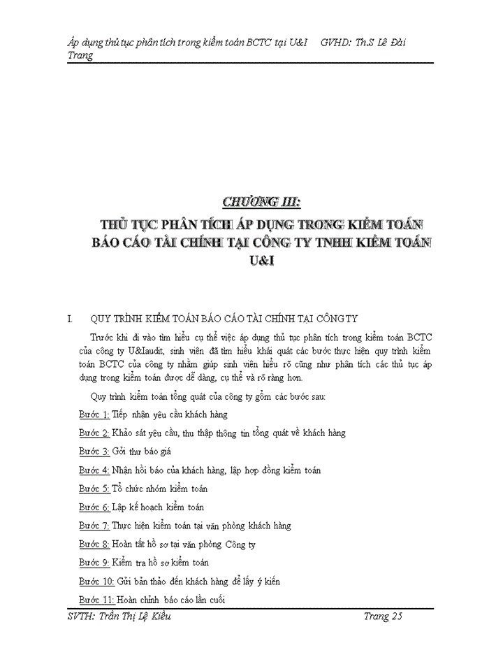 image for page Áp dụng thủ tục phân tích trong kiểm toán BCTC tại U&I