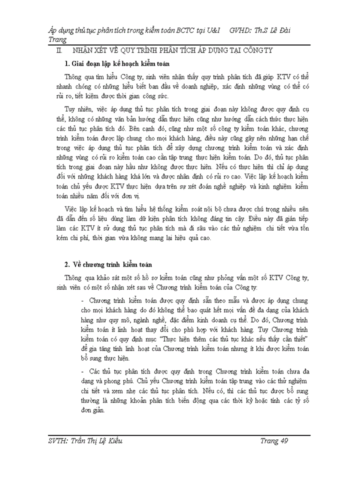 image for page Áp dụng thủ tục phân tích trong kiểm toán BCTC tại U&I