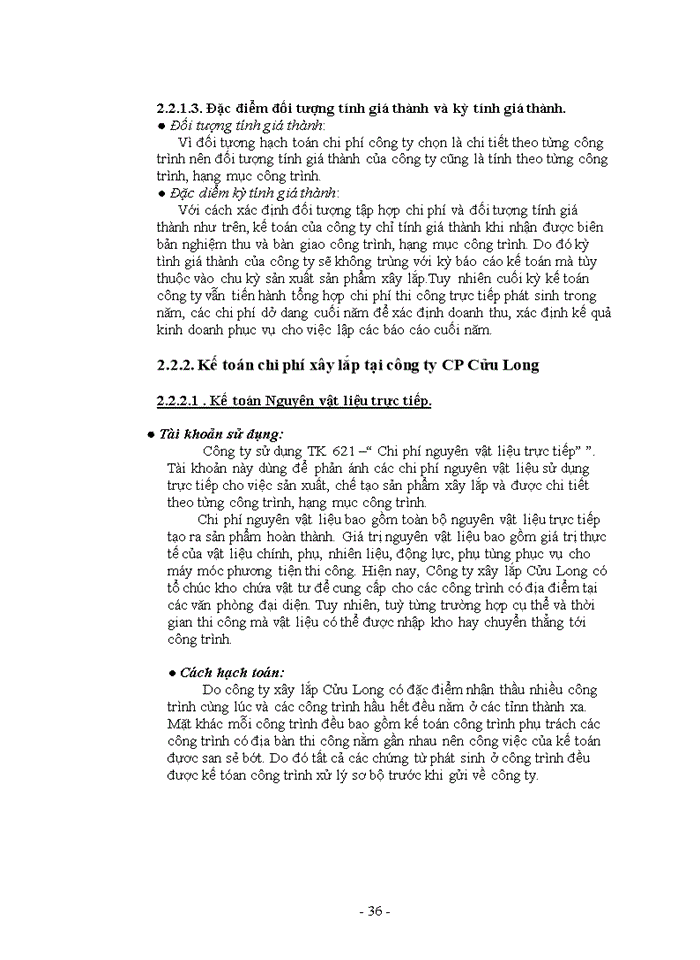 image for page Kế toán chi phí xây lắp và tính giá thành sản phẩm xây lắp tại công ty cổ phần xây lắp cửu long