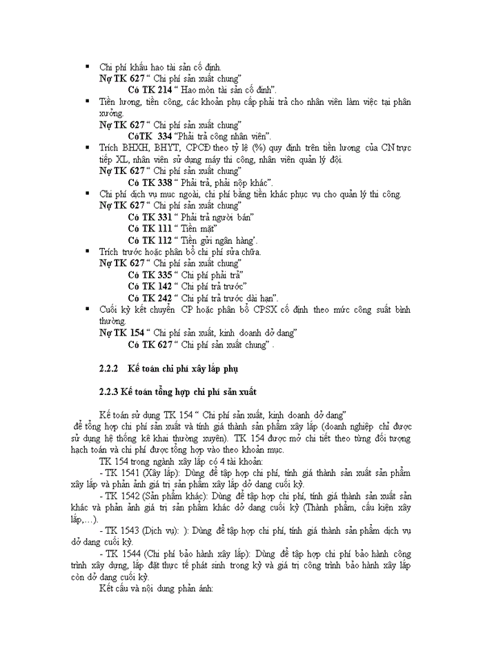 image for page Kế  toán tập hợp chi phí sản xuất và tính giá thành sản phẩm xây lắp.