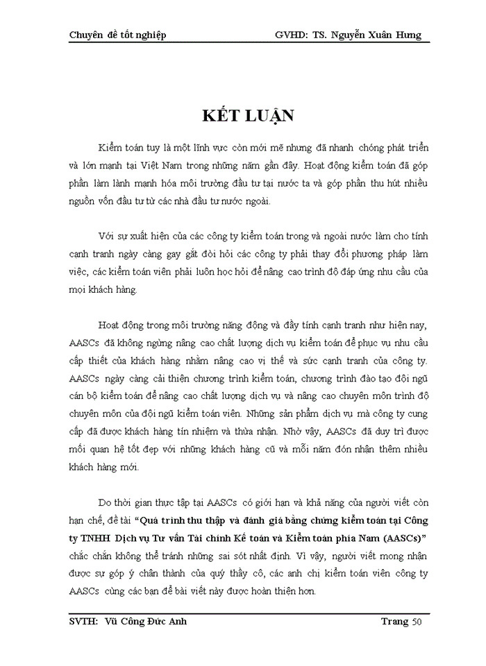 image for page Quá trình thu thập và đánh giá bằng chứng kiểm toán tại công ty  trách nhiệm hữu hạn dịch vụ tư vấn tài chính  kế toán và kiểm toán phía nam (aascs)