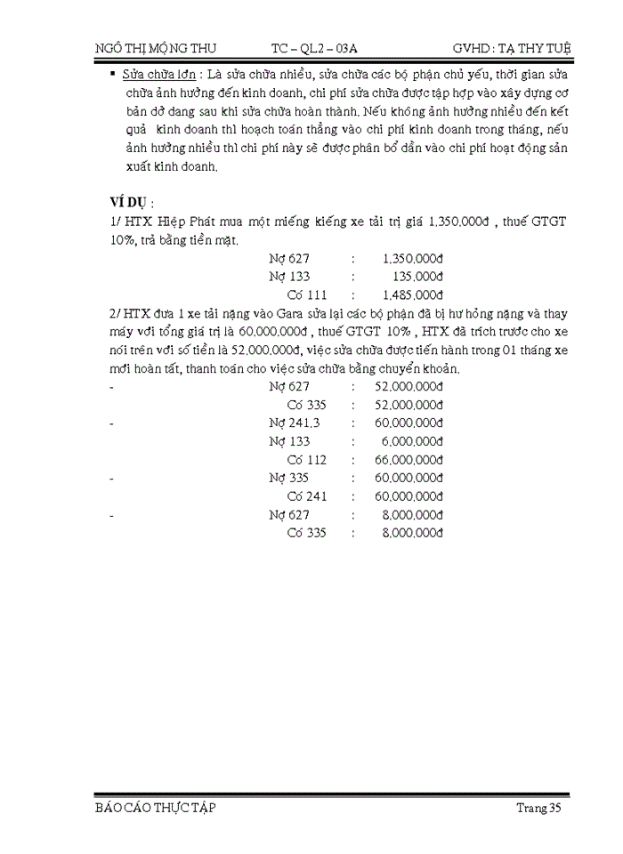 image for page Hạch toán kế toán tại HTX xe du lịch - vận tải - thi công cơ giới Hiệp Phát