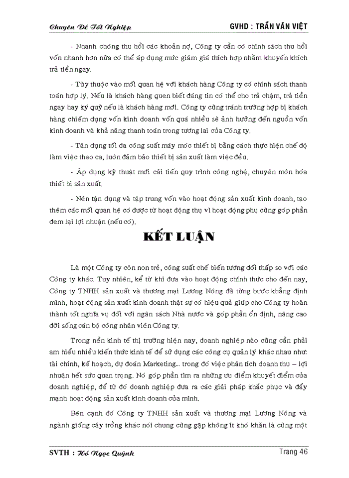 image for page Phân tích tình hình thực hiện doanh thu – lợi nhuận tại công ty tnhh sản xuất và thương mại LƯƠNG NO