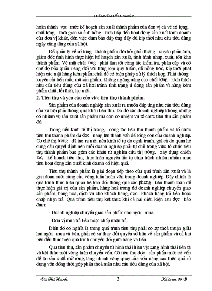 image for page Lý luận chung về hạch toán thành phẩm, tiêu thụ thành phẩm và xác định kết quả tiêu thụ trong doanh nghiệp sản xuất