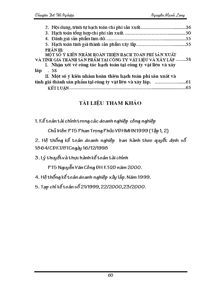 image for page Hoàn thiện hạch toán phí sản xuất và tính giá thành sản phẩm tại công ty vật liệu và xây lắp