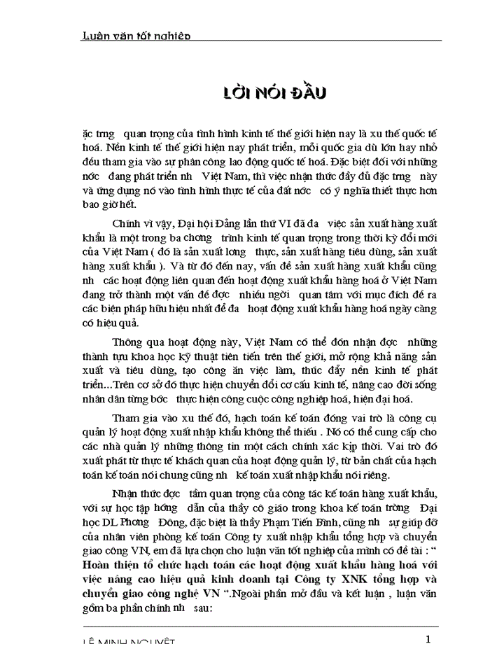 image for page Hoàn thiện tổ chức hạch toán các hoạt động xuất khẩu hàng hoá với việc nâng cao hiệu quả kinh doanh tại Công ty XNK tổng hợp và chuyển giao công nghệ VN