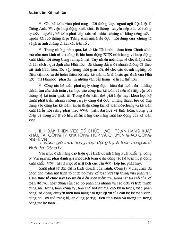 image for page Hoàn thiện tổ chức hạch toán các hoạt động xuất khẩu hàng hoá với việc nâng cao hiệu quả kinh doanh tại Công ty XNK tổng hợp và chuyển giao công nghệ VN