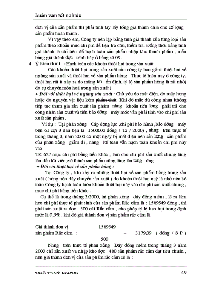 image for page Hoàn thiện công tác tổ chức chi phí sản xuất  và tính giá thành sản phẩm ở Công ty Cơ điện Trần Phú