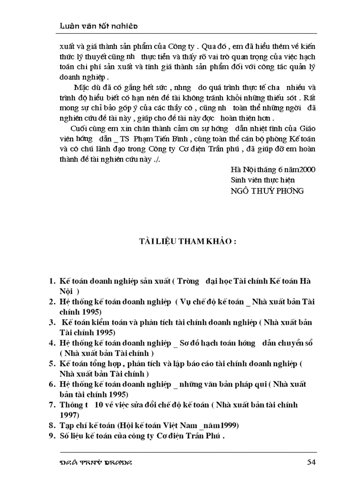 image for page Hoàn thiện công tác tổ chức chi phí sản xuất  và tính giá thành sản phẩm ở Công ty Cơ điện Trần Phú