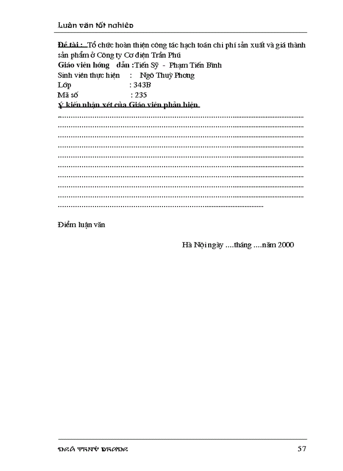 image for page Hoàn thiện công tác tổ chức chi phí sản xuất  và tính giá thành sản phẩm ở Công ty Cơ điện Trần Phú