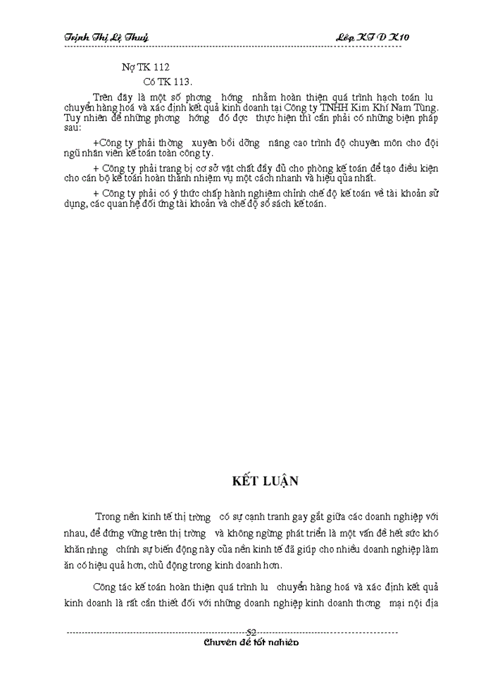 image for page Hoàn thiện công tác kế toán lưu chuyển hàng hoá và xác định kết quả kinh doanh tại Công ty TNHH Kim Khí Nam Tùng