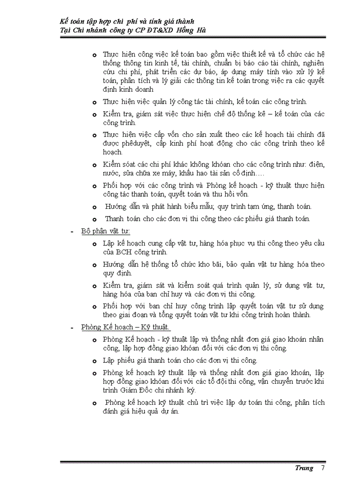 image for page Kế tóan tấp hợp chi phí & tính giá thành sản phẩm tại chi nhánh công ty cổ phần đầu tư và xây dựng Hồng Hà
