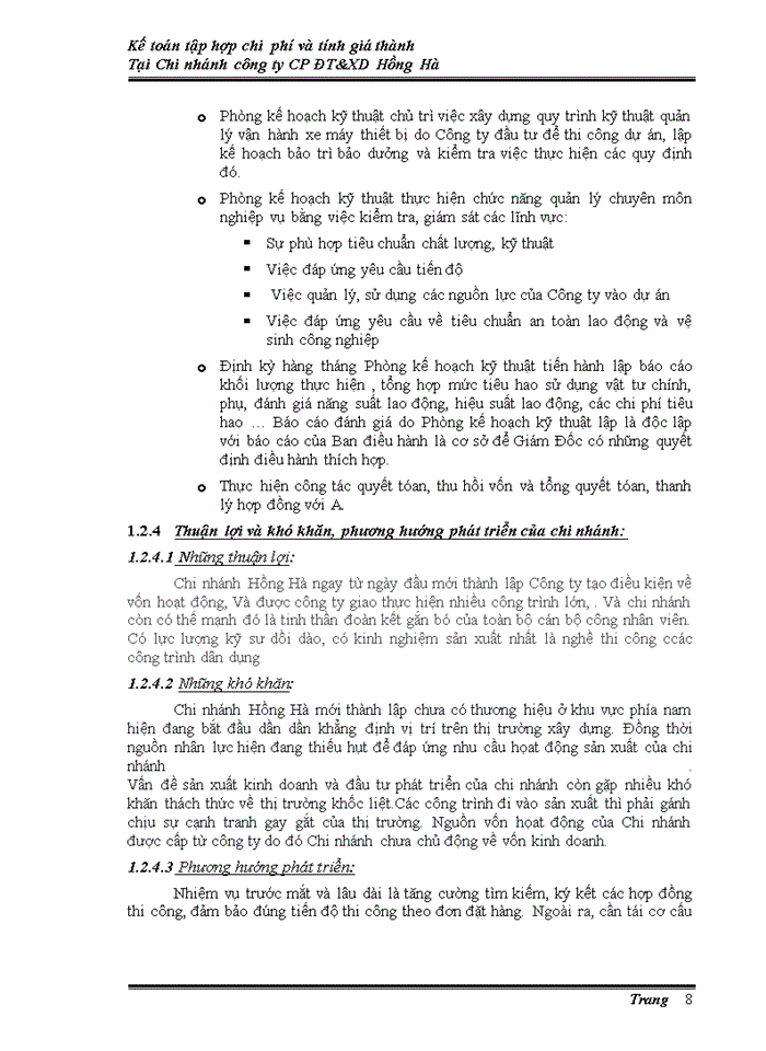image for page Kế tóan tấp hợp chi phí & tính giá thành sản phẩm tại chi nhánh công ty cổ phần đầu tư và xây dựng Hồng Hà