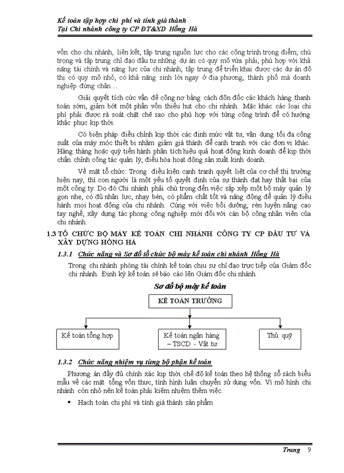 image for page Kế tóan tấp hợp chi phí & tính giá thành sản phẩm tại chi nhánh công ty cổ phần đầu tư và xây dựng Hồng Hà