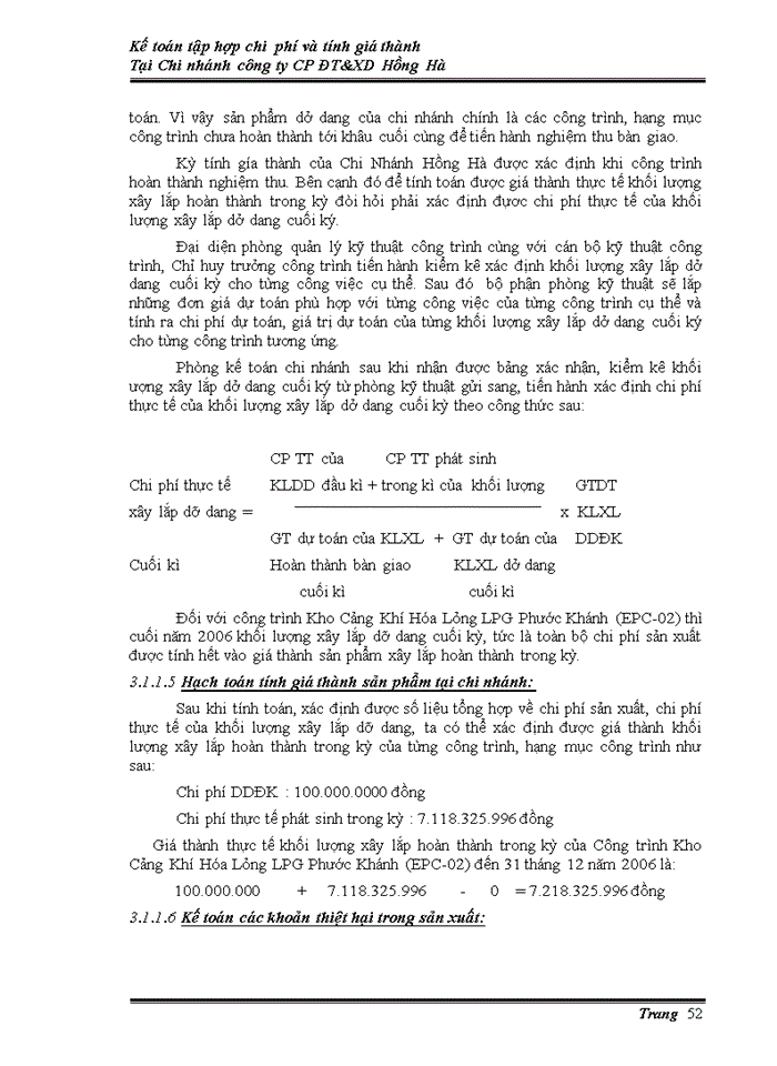 image for page Kế tóan tấp hợp chi phí & tính giá thành sản phẩm tại chi nhánh công ty cổ phần đầu tư và xây dựng Hồng Hà