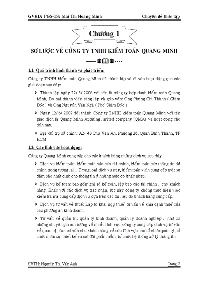 Quy trình kiểm toán khoản mục hàng tồn kho của công ty TNHH kiểm toán Quang Minh