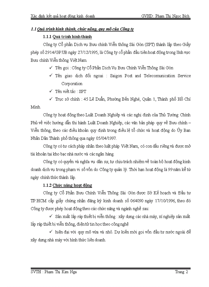 image for page Xác định kết quả kinh doanh tại công ty cổ phần bưu chính viễn thông sài gòn – trung tâm điện thoại spT