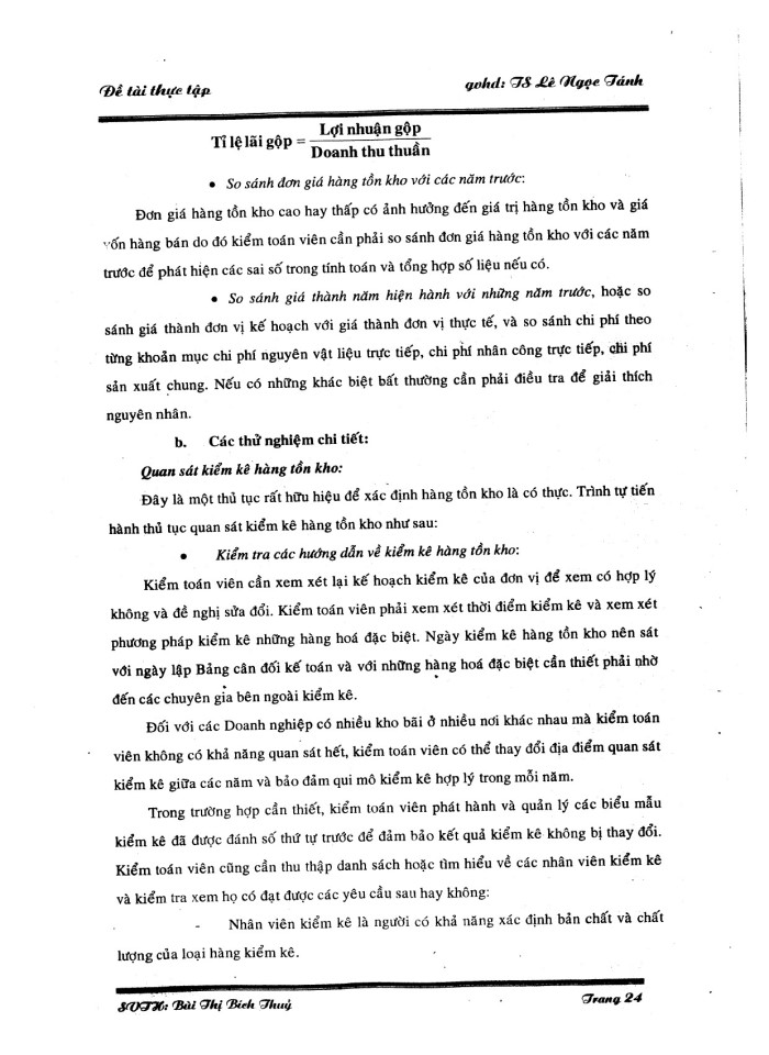 image for page Thực trạng về quá trình kiểm hàng tồn kho và giá vốn bán hàng tại công ty kiểm toán Mỹ AA