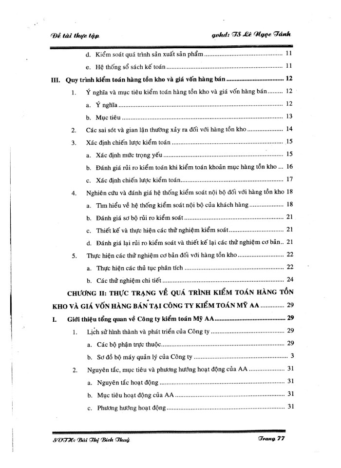 image for page Thực trạng về quá trình kiểm hàng tồn kho và giá vốn bán hàng tại công ty kiểm toán Mỹ AA