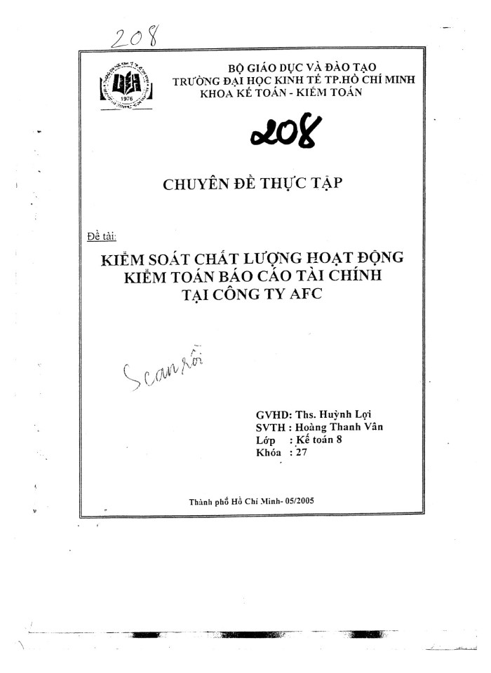 image for page Kiểm soát chất lượng hoạt động kiểm toán báo cáo tài chính tại công ty AFC