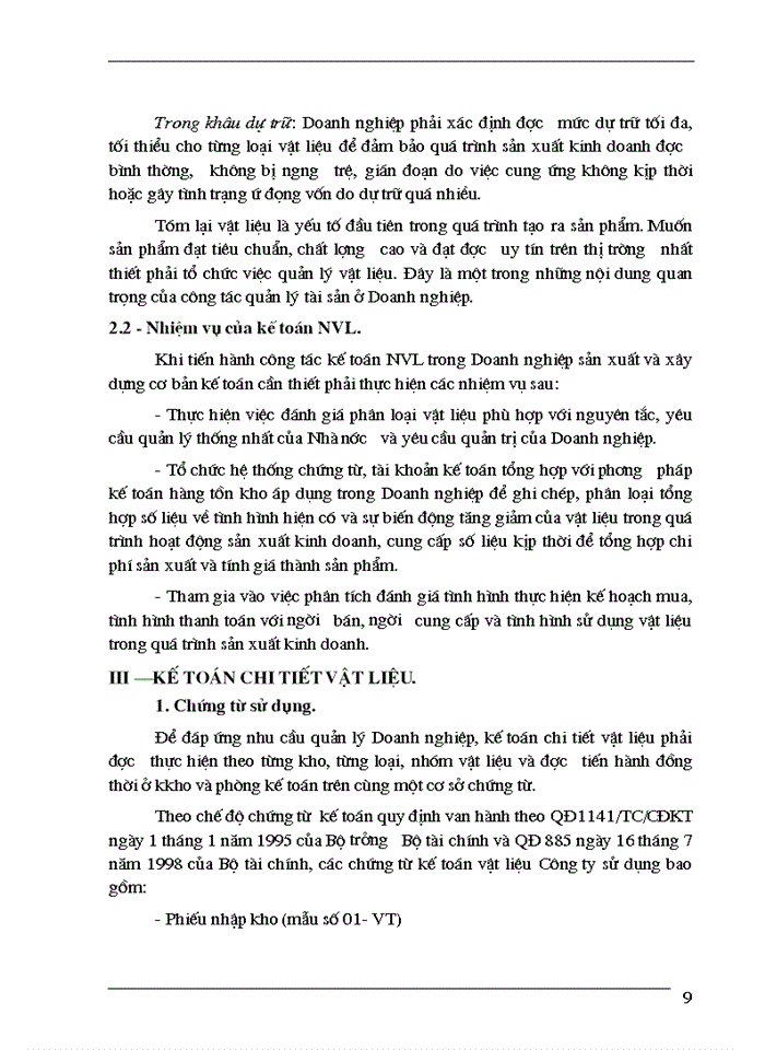 image for page ý luận chung về công tác kế toán nguyên vật liệu (nvl) - công cụ dụng cụ trong các doanh nghiệp