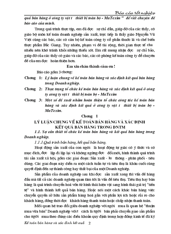 image for page Tổ chức kế toán bán hàng và xác định kết quả bán hàng ở công ty vật tư thiết bị toàn bộ - MaTexim