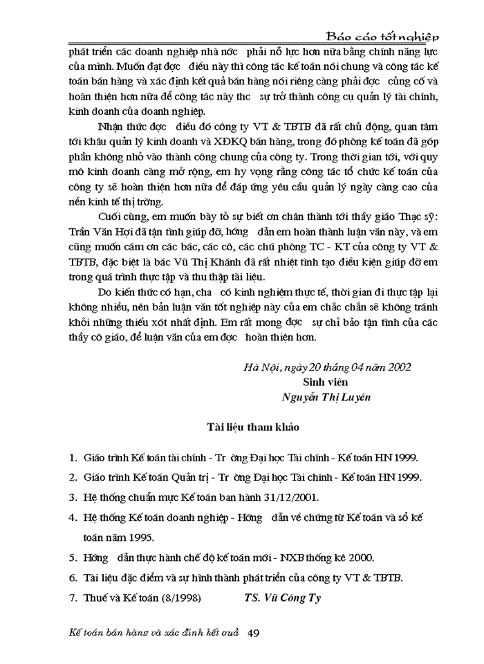 image for page Tổ chức kế toán bán hàng và xác định kết quả bán hàng ở công ty vật tư thiết bị toàn bộ - MaTexim