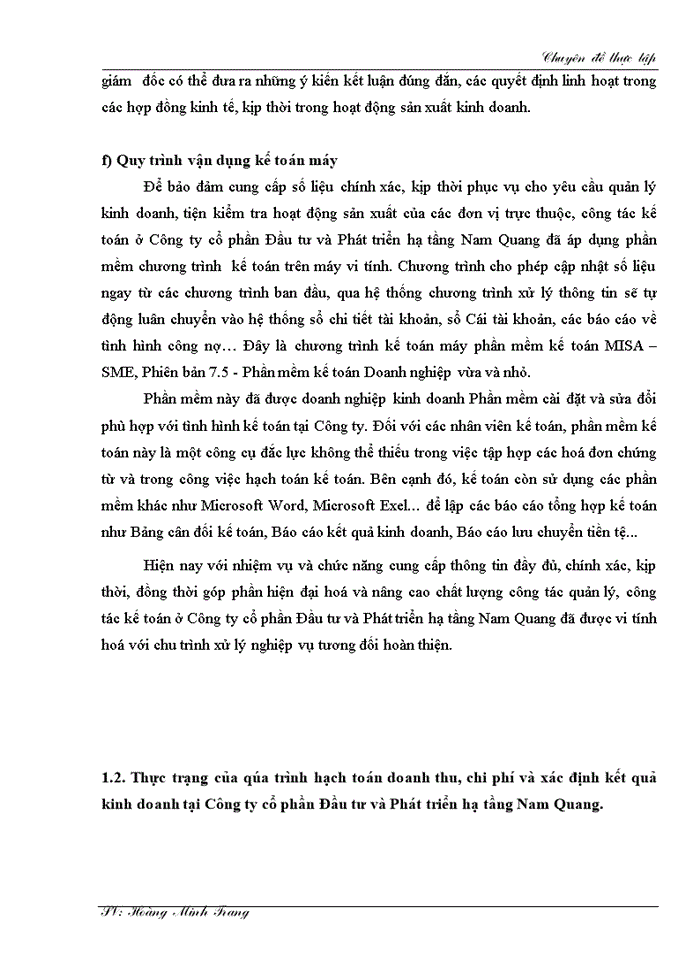 image for page Kế toán doanh thu, chi phí và xác định kết quả kinh doanh tại Công ty cổ phần Đầu tư và Phát triển hạ tầng Nam Quang