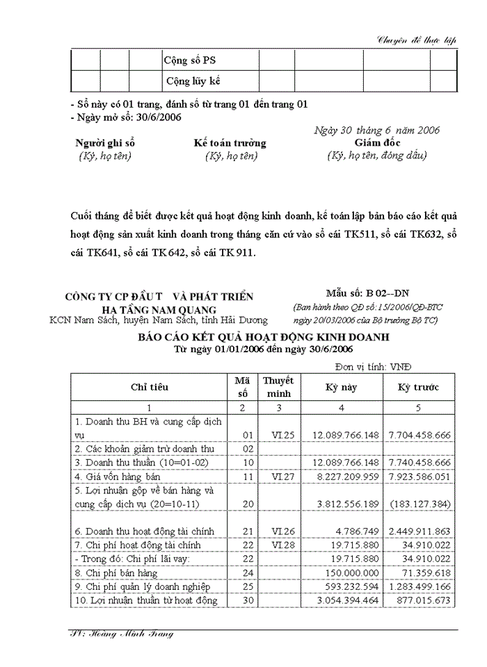 image for page Kế toán doanh thu, chi phí và xác định kết quả kinh doanh tại Công ty cổ phần Đầu tư và Phát triển hạ tầng Nam Quang