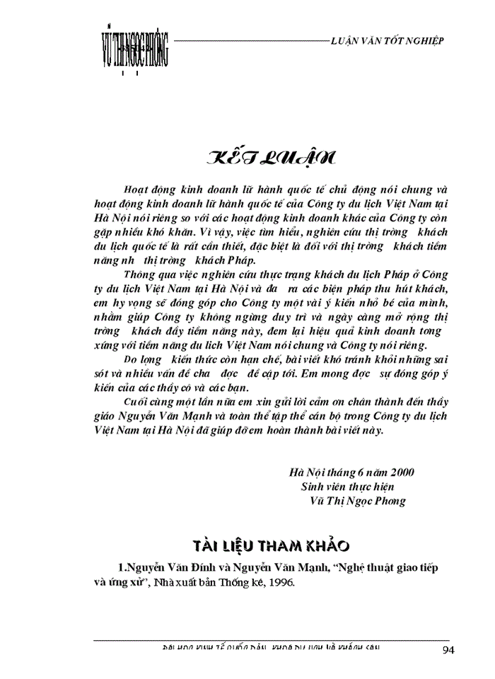 image for page Các giải pháp nhằm duy trì và mở rộng thị trường khách du lịch là người Pháp của Công ty du lịch Việt Nam tại Hà Nội