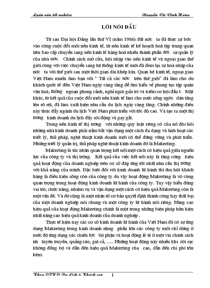 image for page Áp dụng Makerting - Mix trong hoạt động kinh doanh lữ hành tại Công ty Điều hành Hướng dẫn  du lịch Vinatour