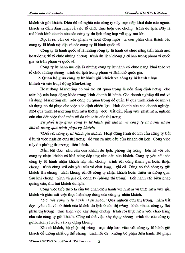 image for page Áp dụng Makerting - Mix trong hoạt động kinh doanh lữ hành tại Công ty Điều hành Hướng dẫn  du lịch Vinatour
