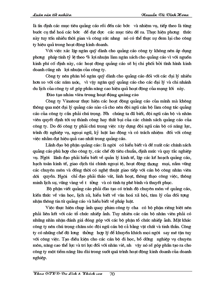 image for page Áp dụng Makerting - Mix trong hoạt động kinh doanh lữ hành tại Công ty Điều hành Hướng dẫn  du lịch Vinatour