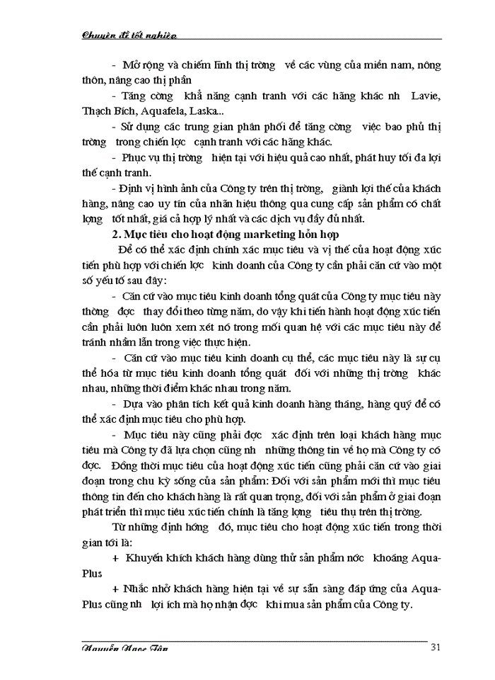 image for page Hoàn thiện giải pháp marketing hỗn hợp nhằm phát triển thị trường nước khoáng của công ty TNHH Sana