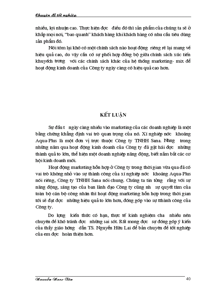 image for page Hoàn thiện giải pháp marketing hỗn hợp nhằm phát triển thị trường nước khoáng của công ty TNHH Sana