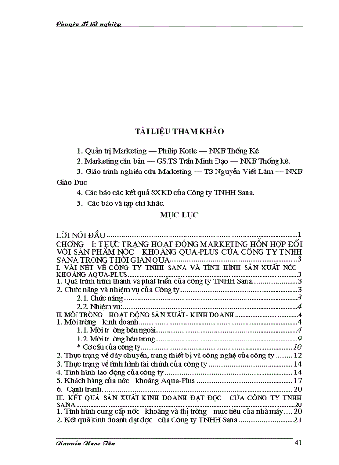 image for page Hoàn thiện giải pháp marketing hỗn hợp nhằm phát triển thị trường nước khoáng của công ty TNHH Sana